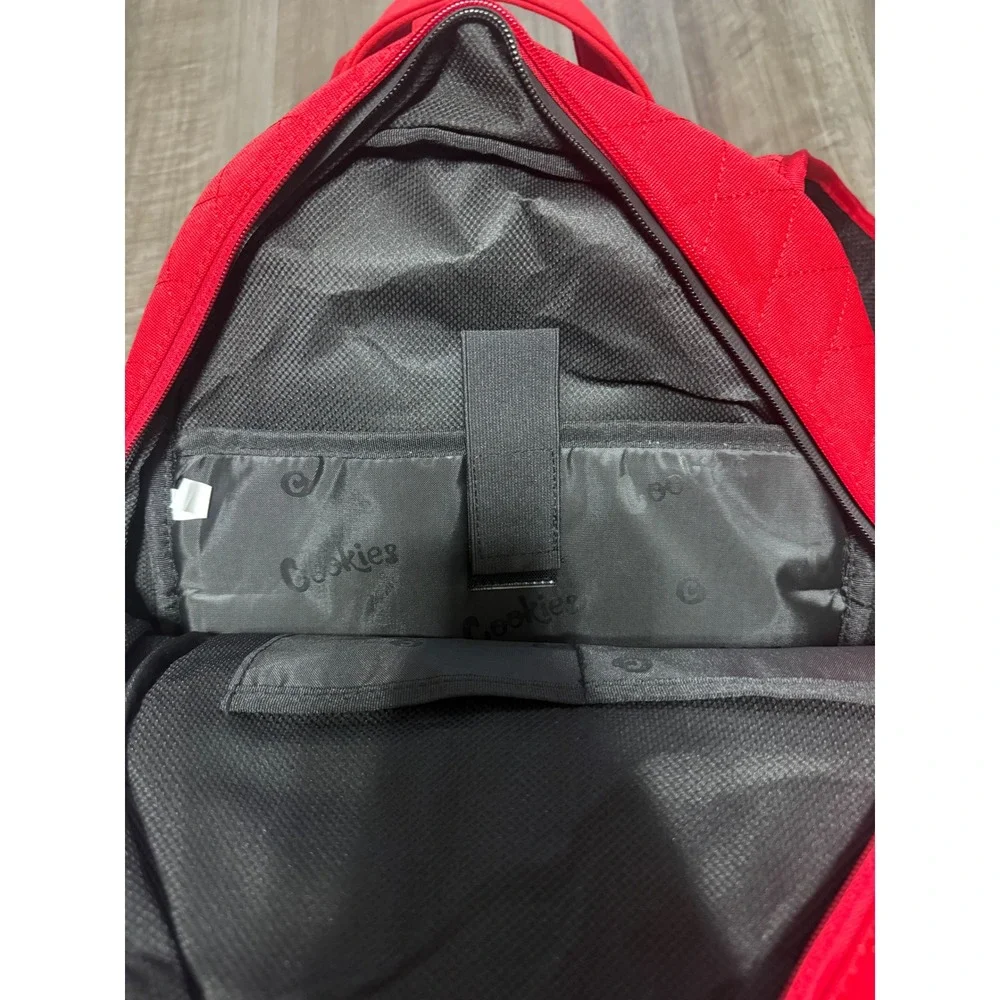 Cookies Smell Proof Quilted Backpack Red Diamond Stitch Laptop Bag